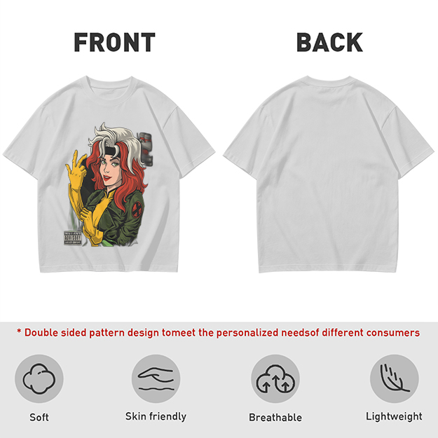 Olive T-shirt with Rogue X-Men Graphic Print
