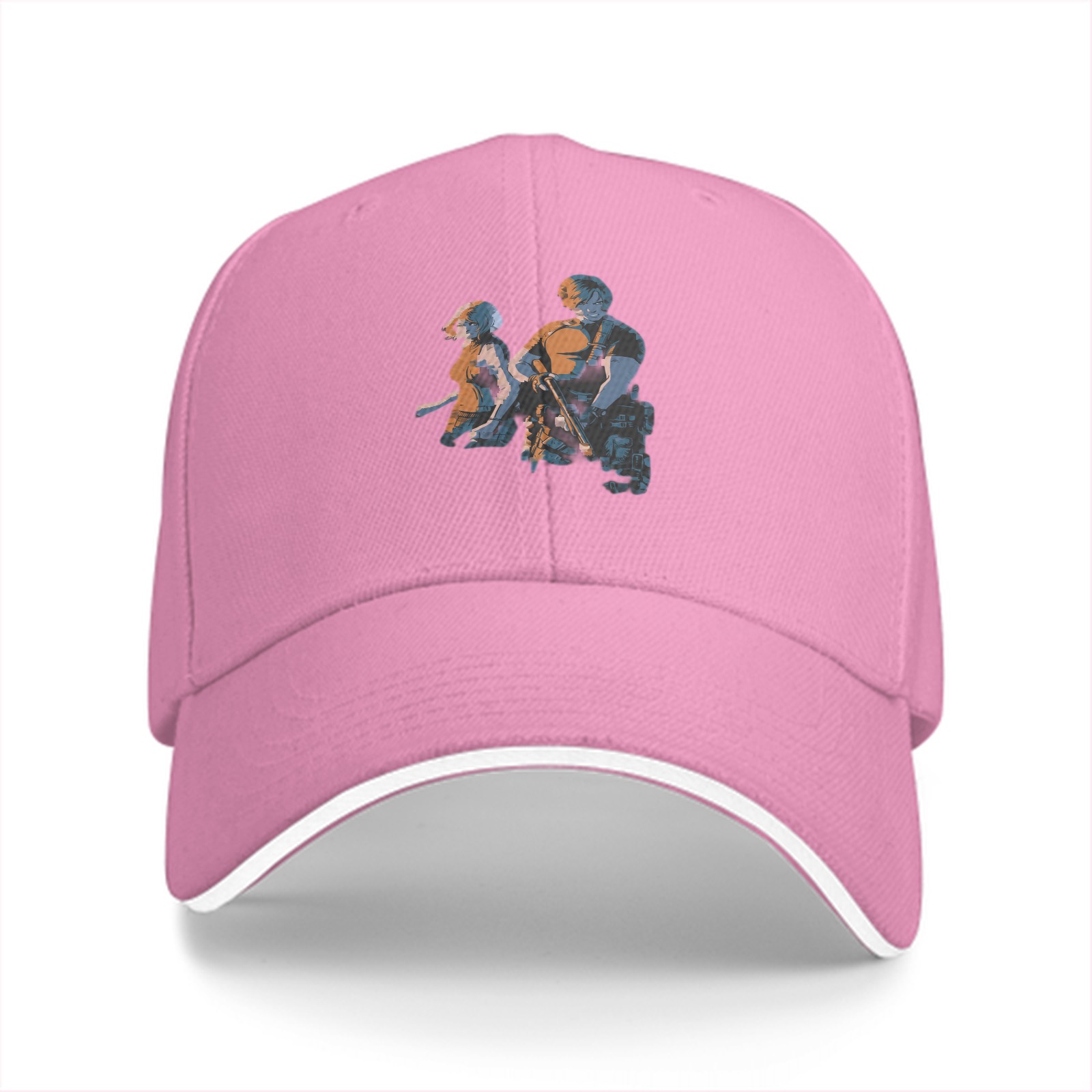 Black Baseball Cap With Two Character Graphic Print