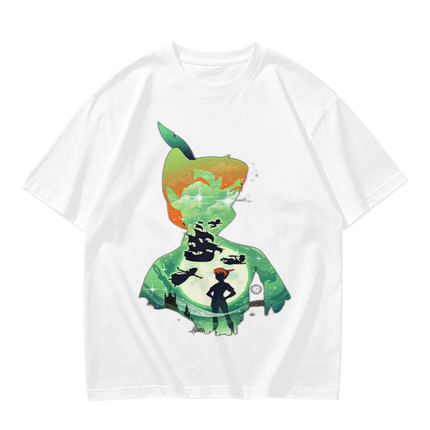 Olive T-shirt with Peter Pan Silhouette Artwork