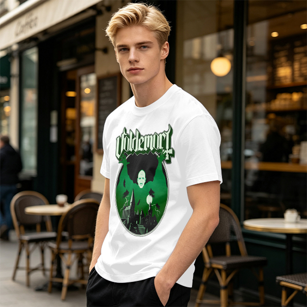 Olive T-shirt with Voldemort Dark Fantasy Graphic Print