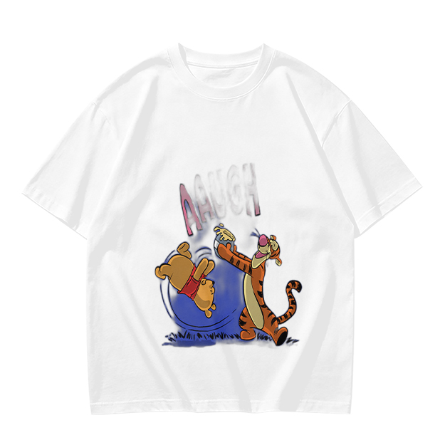 Olive T-Shirt Featuring Winnie the Pooh and Tigger Playing