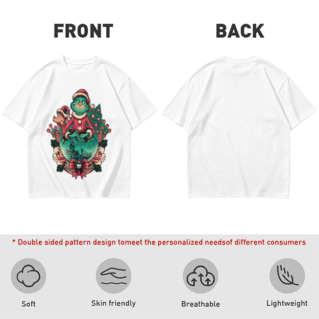 Olive Green Christmas Grinch Graphic T-Shirt