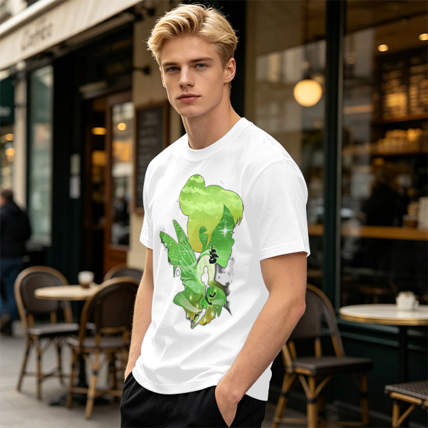 Olive T-shirt with fairy silhouette graphic design