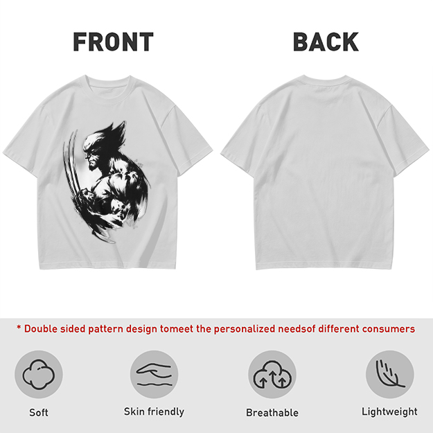 Olive T-shirt with Ink Style Wolverine Graphic Print