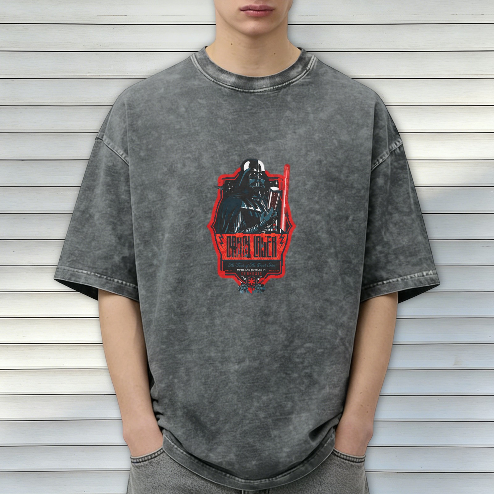 Darth Vader Graphic Dark Wash Cotton T-Shirt