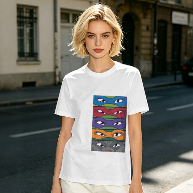 Olive T-Shirt with Teenage Mutant Ninja Turtles Masks Print