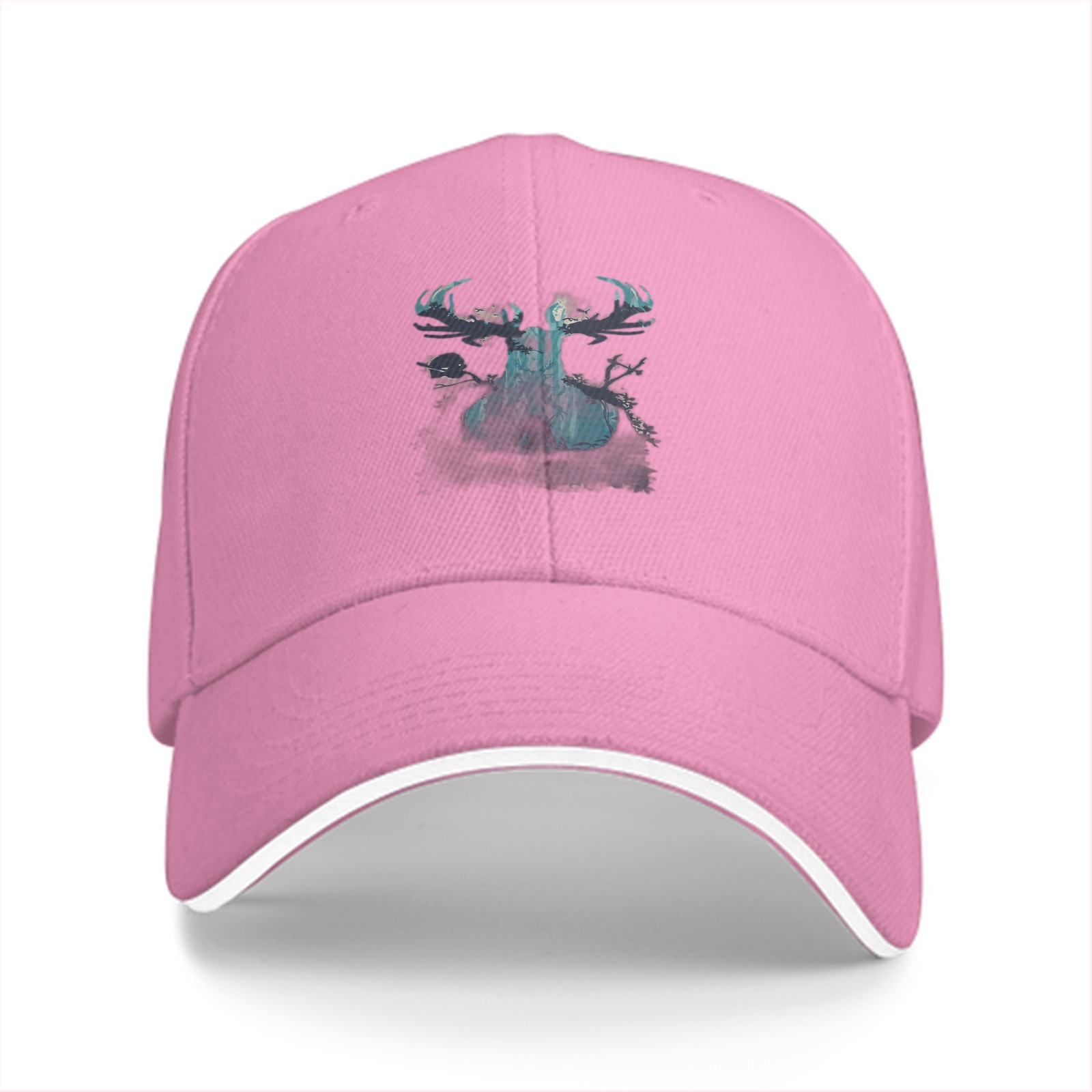Black Baseball Cap With Glowing Moose Antler Artwork