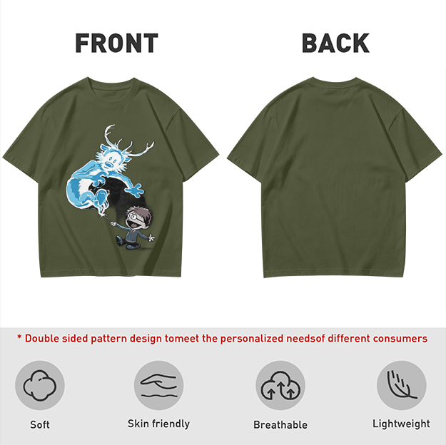 Olive T-Shirt With Harry Potter Patronus Deer Cartoon Print