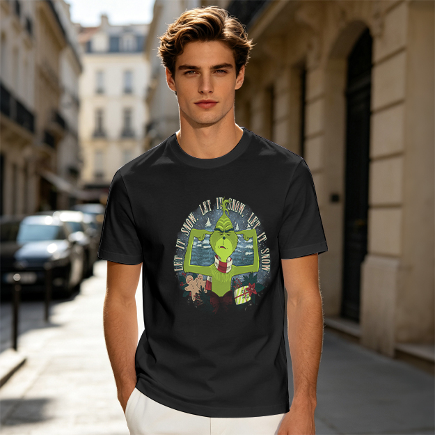 Olive Grinch Christmas Let It Snow Graphic T-Shirt