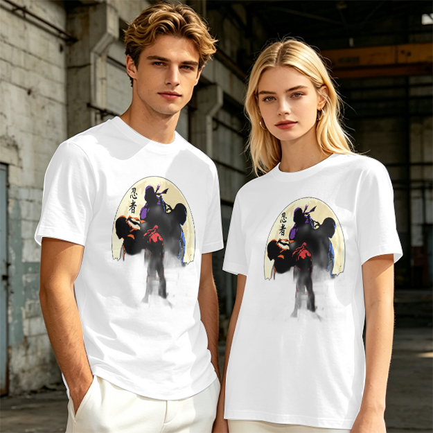 Olive T-shirt with Ninja Silhouette Graphic Design