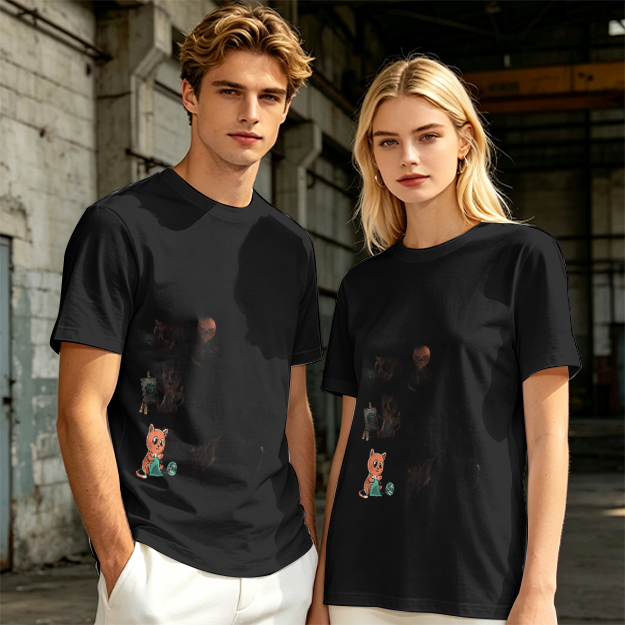 Olive Green Graphic T-Shirt With Cute Animal Print