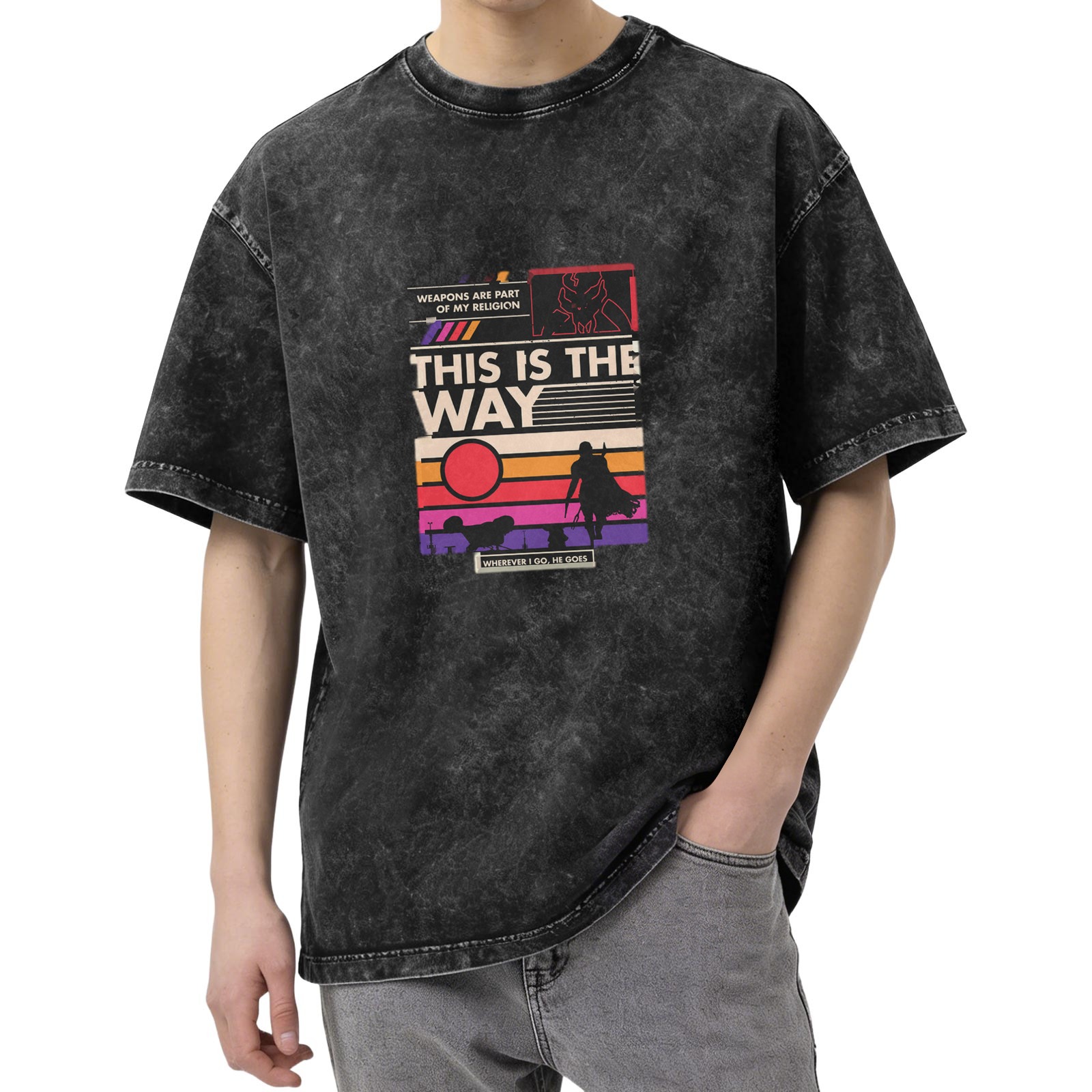 This Is The Way Mandalorian Retro Graphic Acid Wash T-Shirt