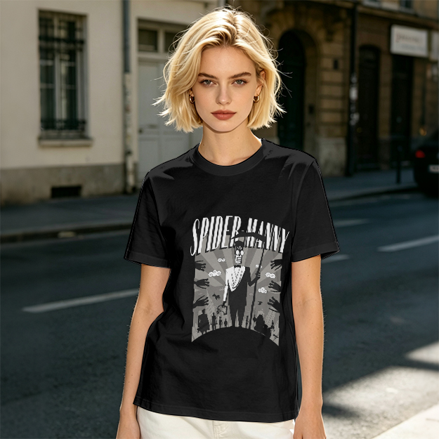 Olive T-Shirt Featuring Spider Manny Graphic Print