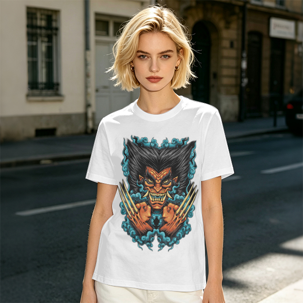 Oni-style wolverine graphic olive t-shirt