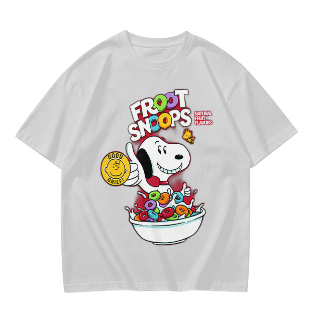 Olive T-Shirt with Snoopy Froot Snoops Cereal Bowl Graphic