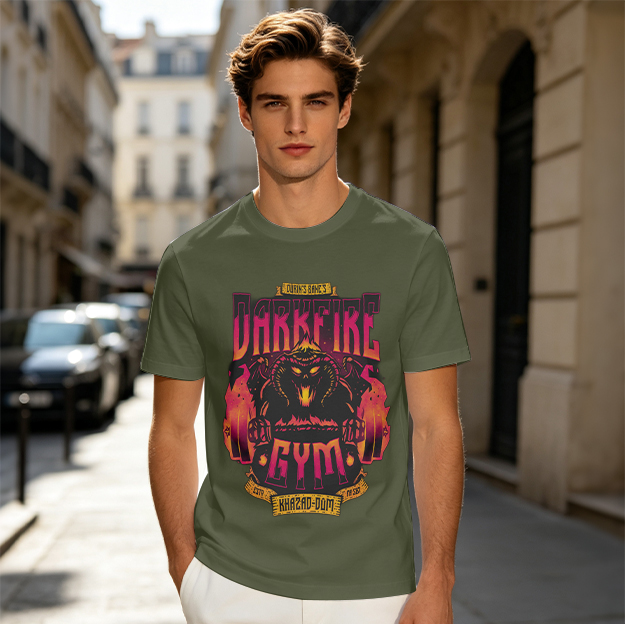 Darkfire Gym Graphic Print Olive T-Shirt