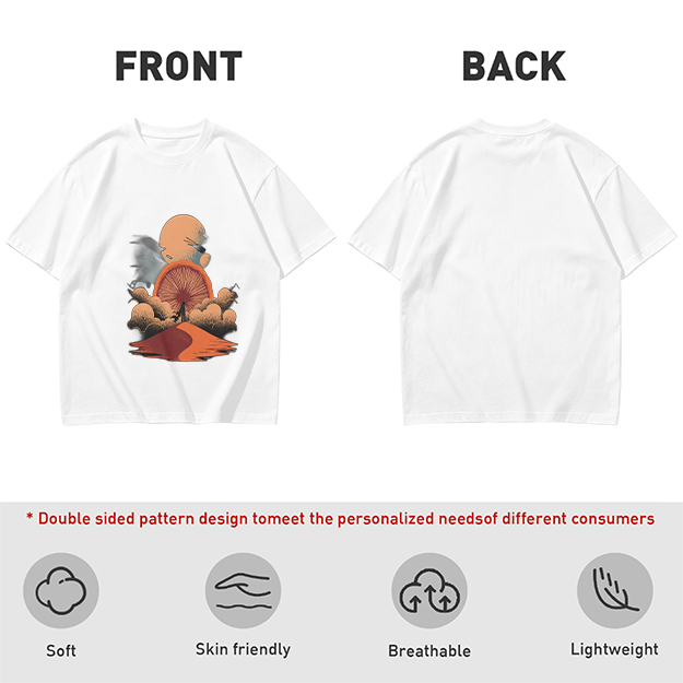 Olive T-Shirt with Surreal Desert Sunset Graphic Print