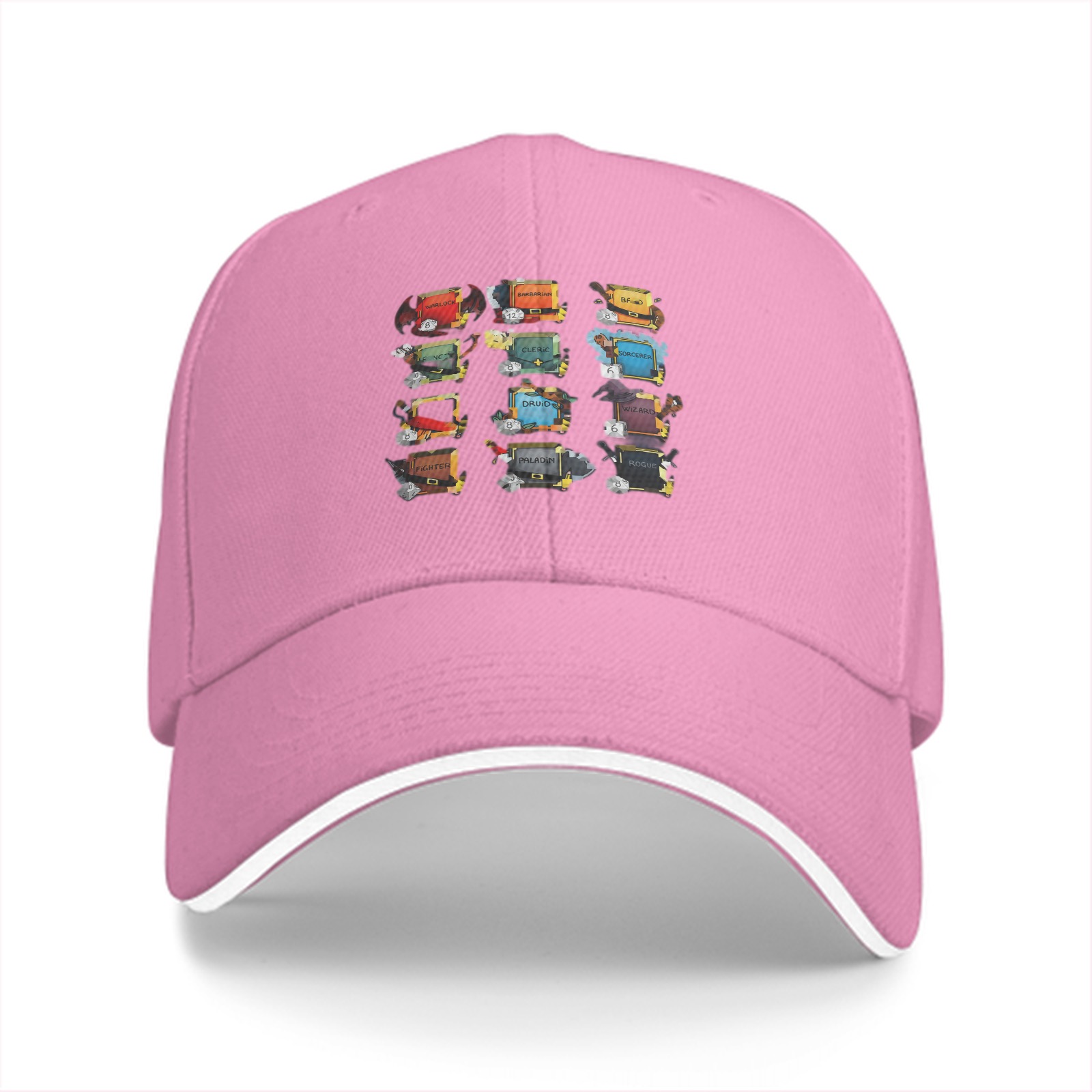 Black baseball cap with fantasy chest design print