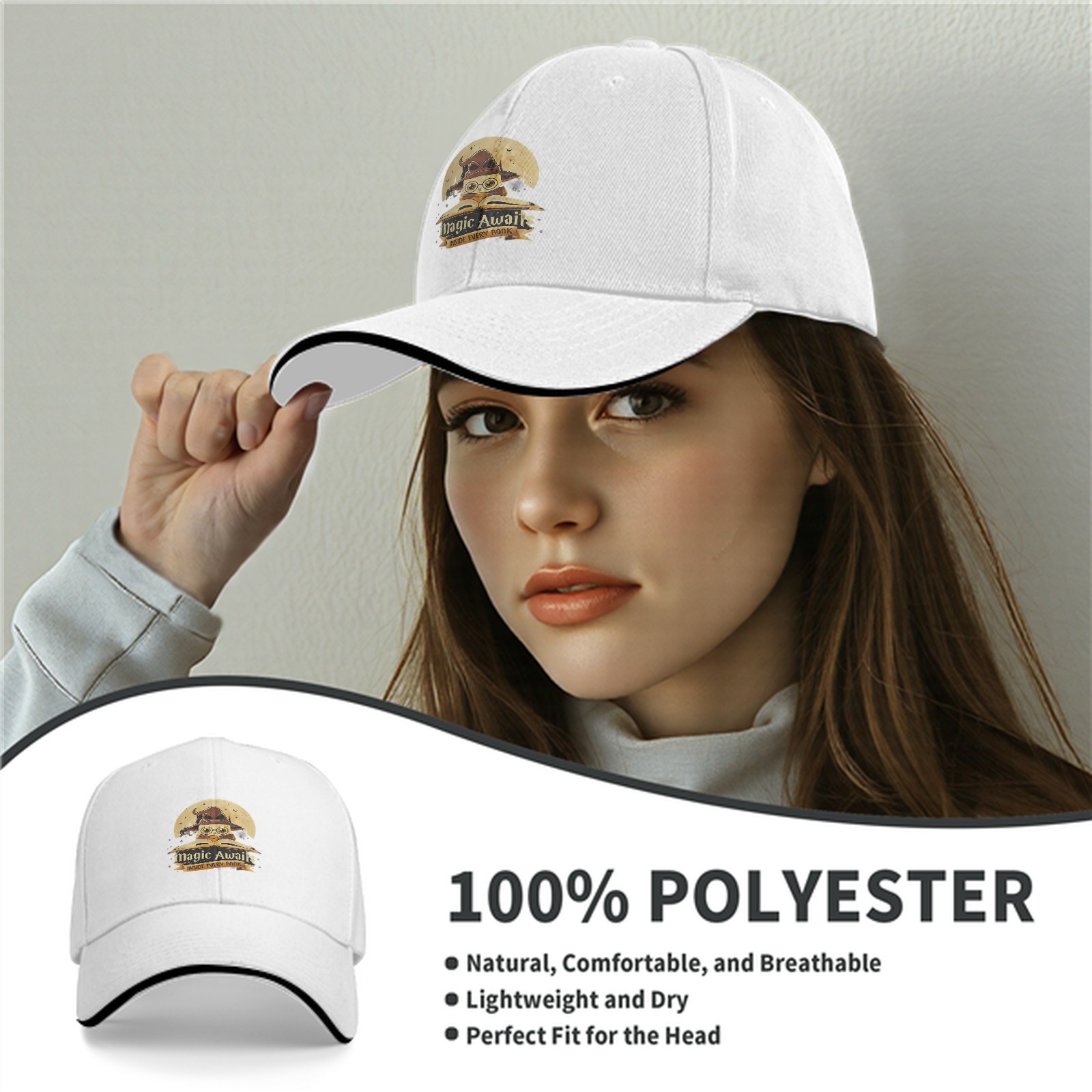 Magic Awaits Inside Every Book Owl Baseball Cap