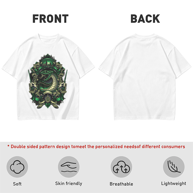 Olive Green T-Shirt With Serpent Crest Graphic Design