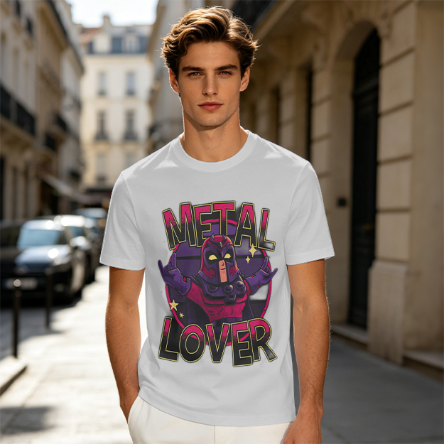 Olive Green T-Shirt with Metal Lover Super Villain Graphic