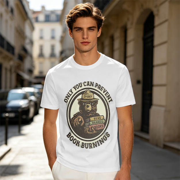 Only You Can Prevent Book Burnings Bear T-Shirt Art
