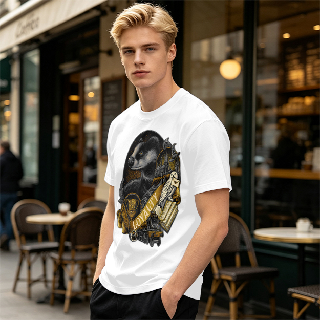 Olive Green Hufflepuff Loyalty Badger Graphic T-Shirt
