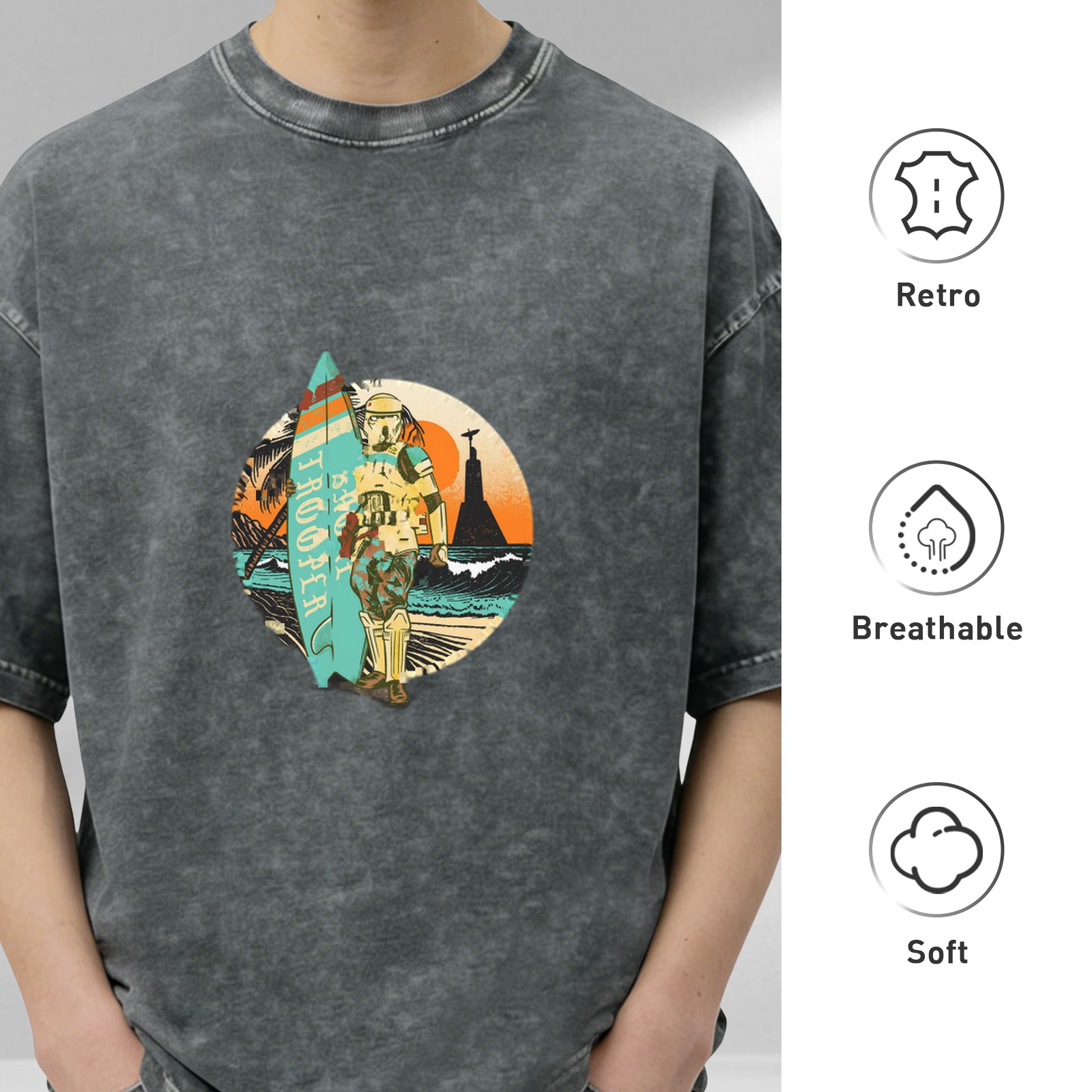 Vintage Stormtrooper Surf Beach Graphic T-Shirt
