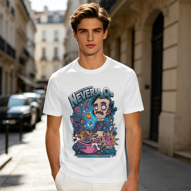 Edgar Allan Poe's Neverm-Os Cereal Graphic T-Shirt