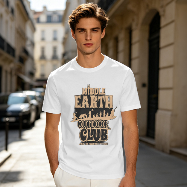 Middle Earth Outdoor Club T-Shirt with Fellowship Silhouette