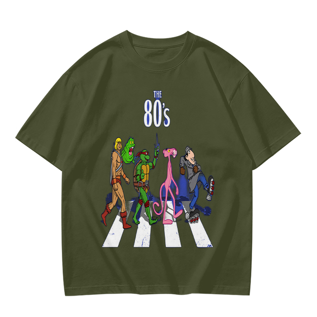 80s Cartoon Characters Abbey Road Crossing Graphic T-Shirt
