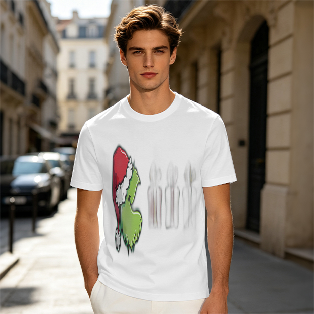 Olive Green Grinch Christmas Graphic Short Sleeve T-Shirt