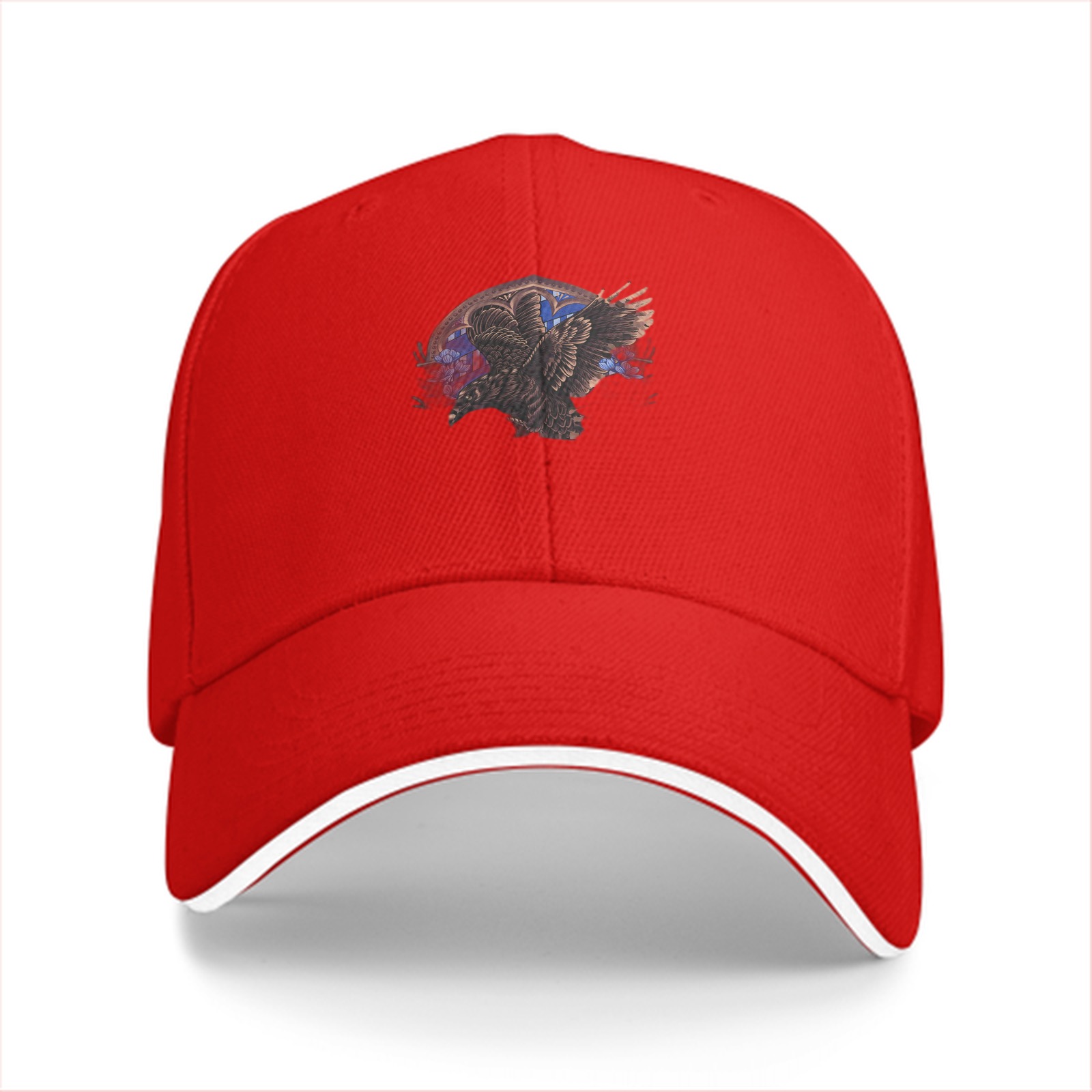 Black Baseball Cap With Detailed Eagle Graphic Print