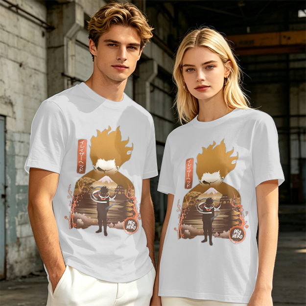Anime Hero Graphic Olive Green Short Sleeve T-Shirt