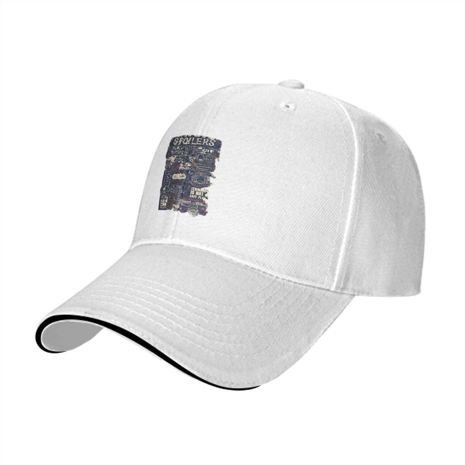 Black Baseball Cap With Spoilers Themed Graphic Print