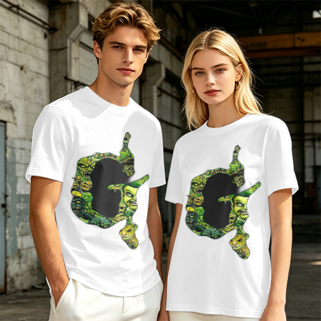Olive Green T-Shirt With Monster Filled Letter G Graphic