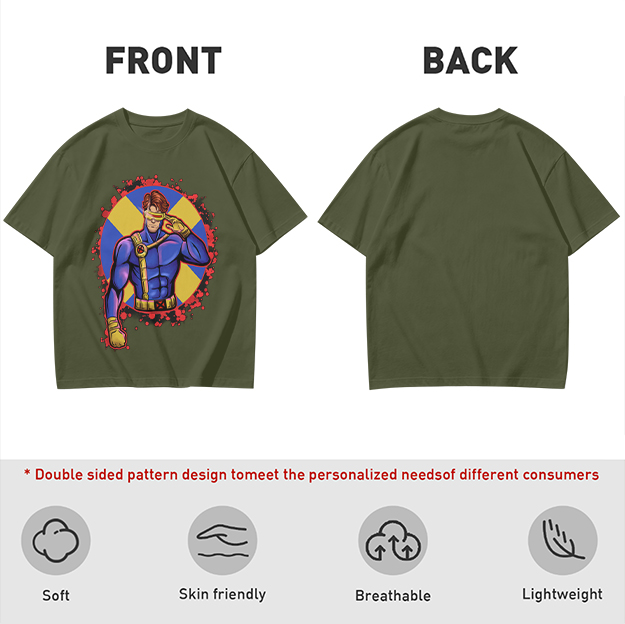Olive T-Shirt Featuring Cyclops X-Men Superhero Graphic