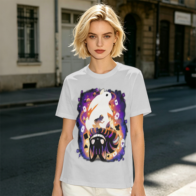 Olive T-Shirt With Magical Rabbit And Playing Card Print
