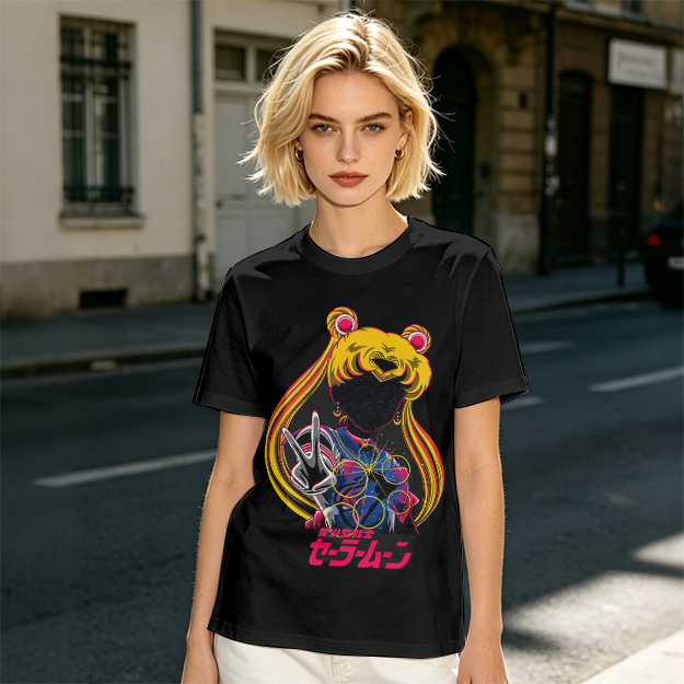 Olive T-shirt with Sailor Moon anime graphic print