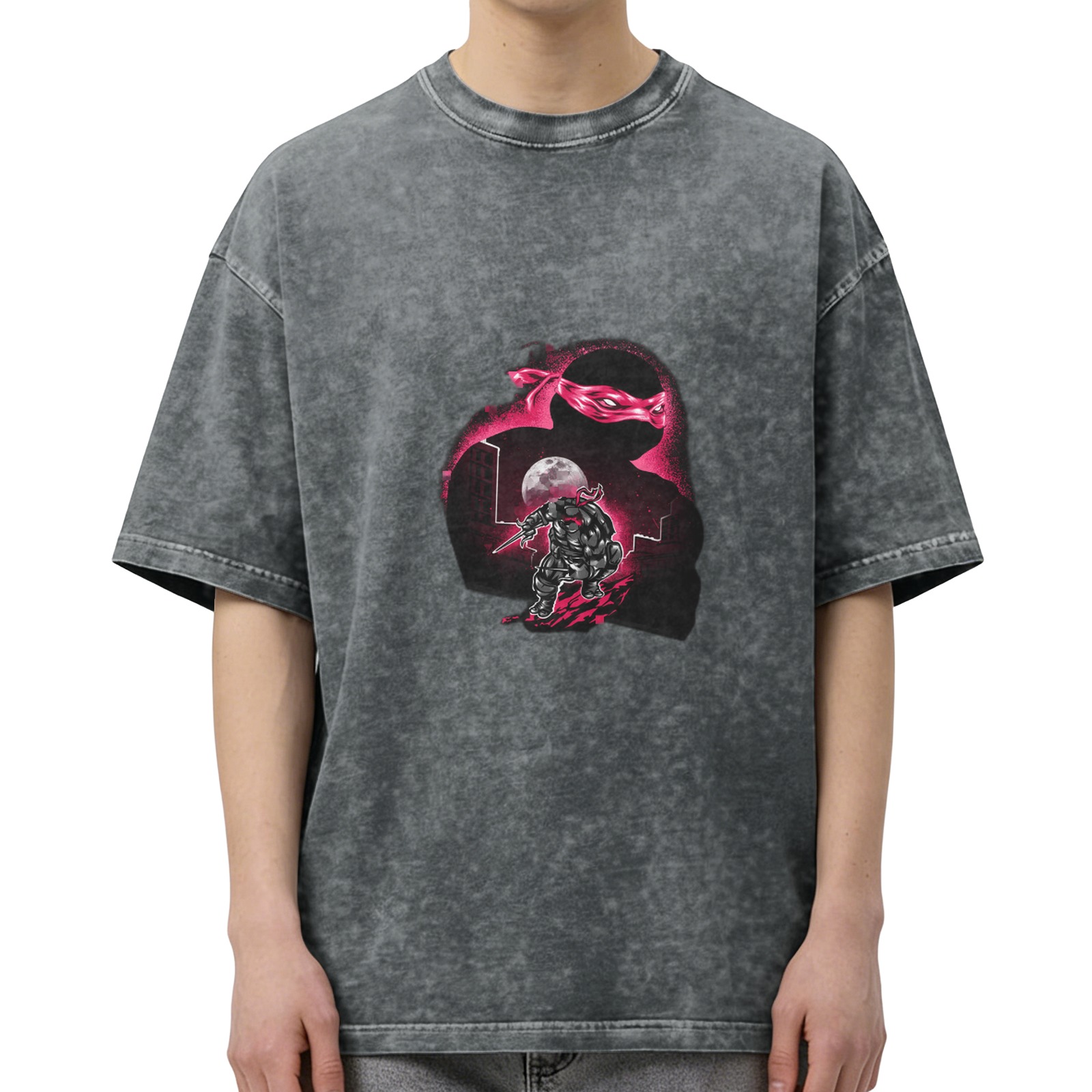Teenage Mutant Ninja Turtles Raphael Graphic Stonewashed Black T-Shirt