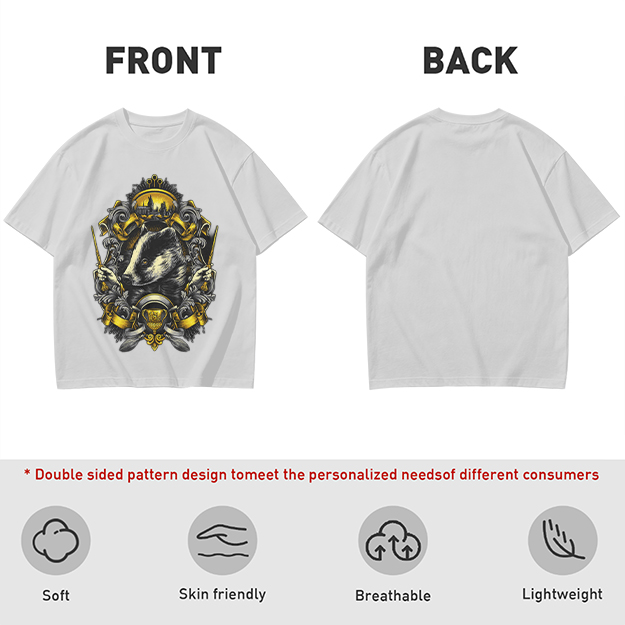 Olive T-shirt with Badger Crest Magical Artwork Print