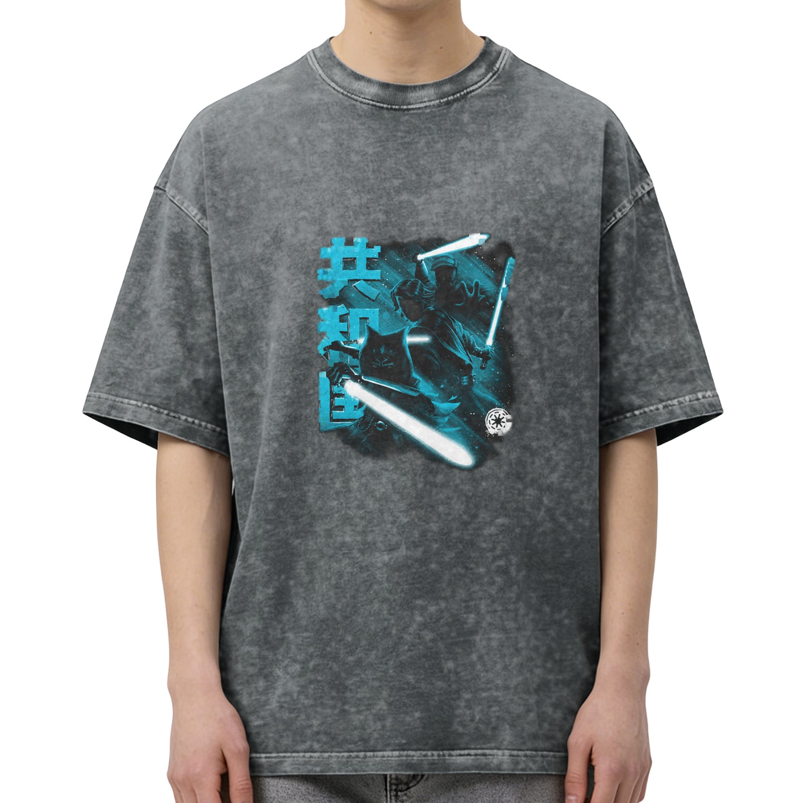 Star Wars Jedi Lightsaber Graphic Acid Wash Cotton T-Shirt