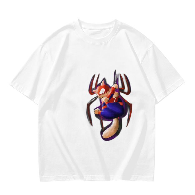 Olive T-Shirt With Spider Cat Superhero Graphic Print