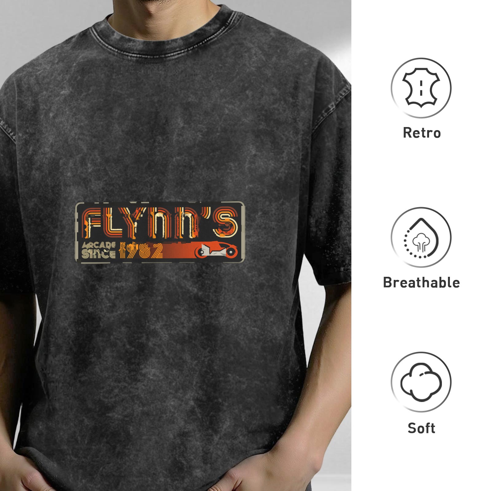 Flynn's Arcade Since 1982 Vintage Wash T-Shirt - Retro 80s Gaming Tee