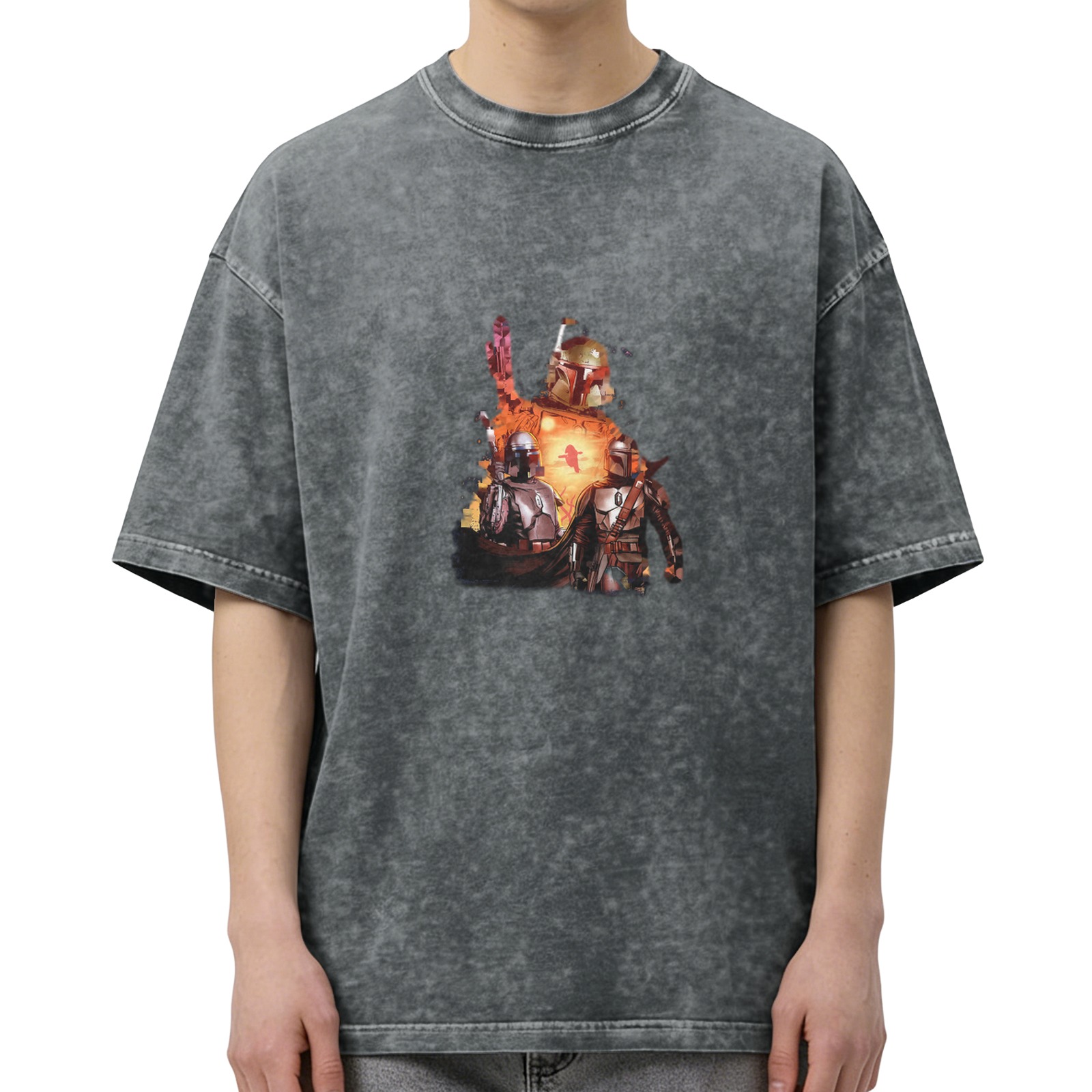 Star Wars Mandalorian Characters Vintage Wash Graphic T-Shirt