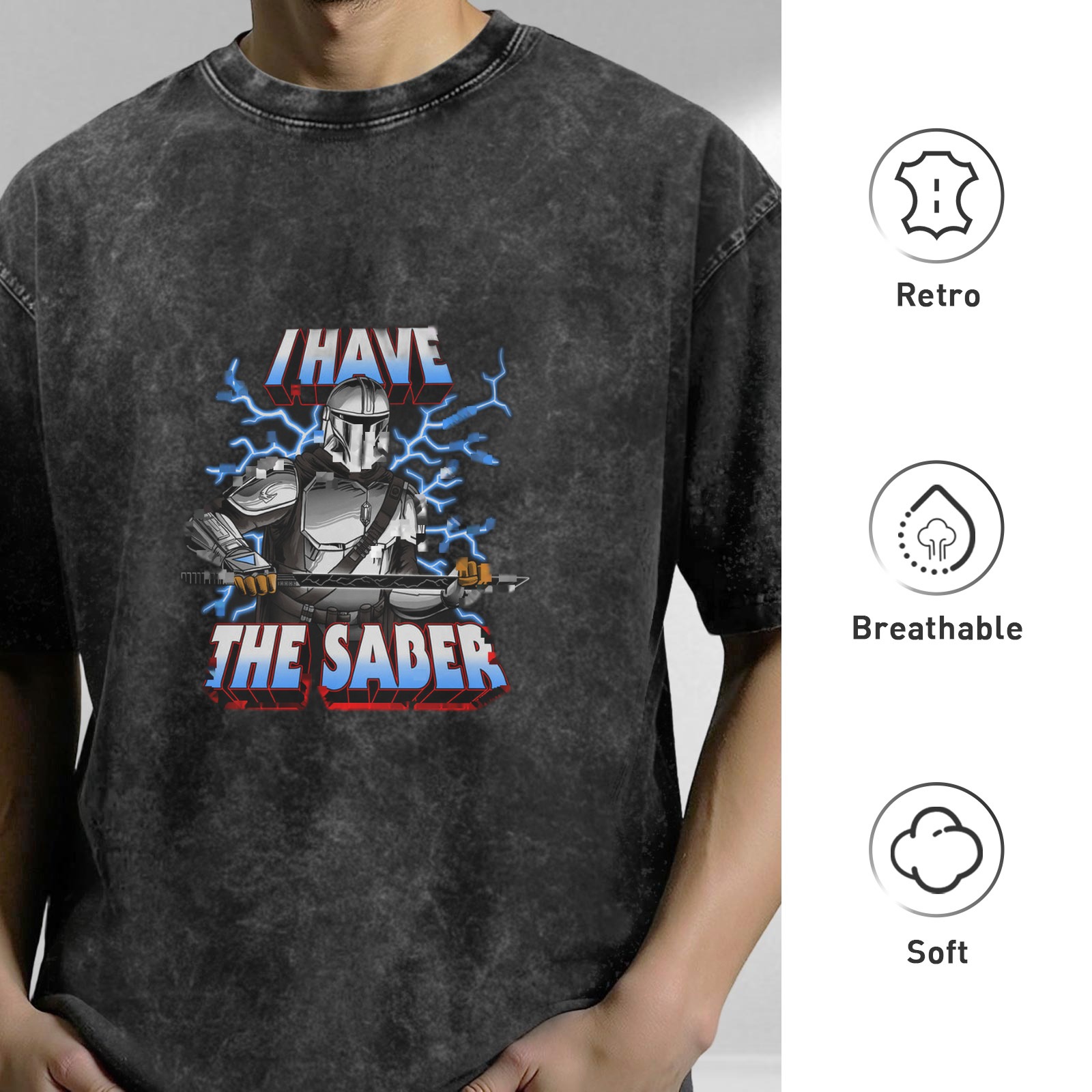 I Have The Saber Mandalorian Graphic Stonewashed T-Shirt