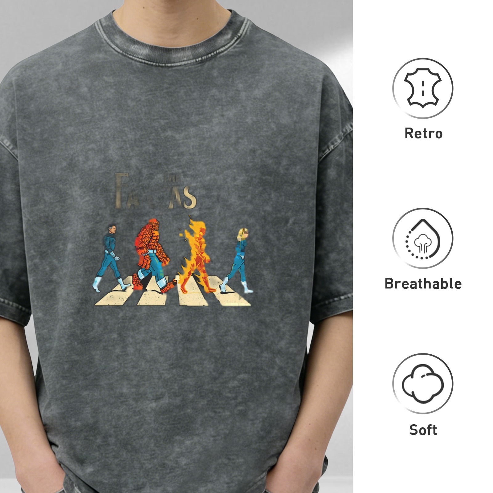 Fantastic Four Abbey Road Parody Vintage Wash T-Shirt
