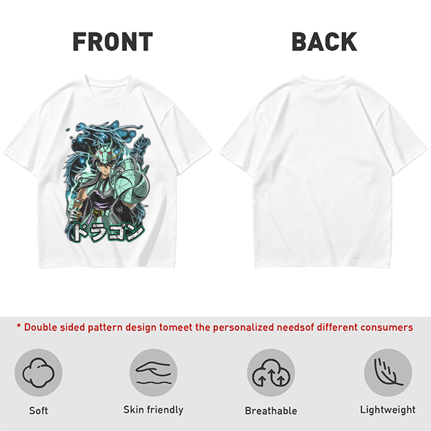 Olive T-shirt with Dragon Saint Seiya Anime Graphic Print