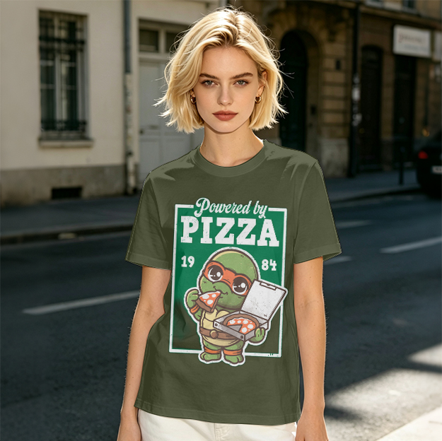 Powered by Pizza 1984 Cute Ninja Turtle T-Shirt