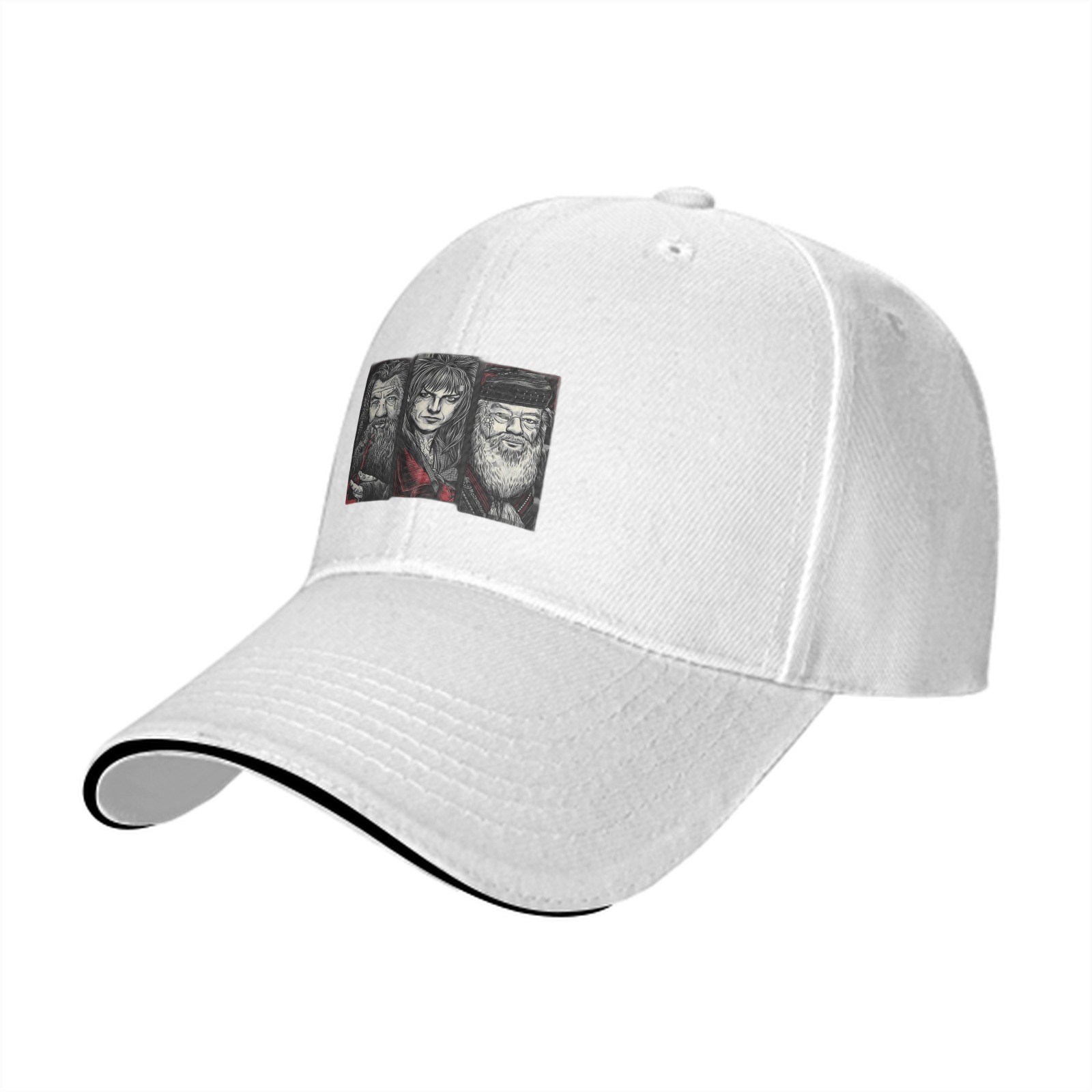 Black Baseball Cap With Fantasy Wizard Character Art Print